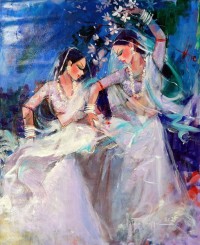 Faiqa Uppal, 40 x 48 Inch, Acrylics on Canvas, Figurative Painting, AC-FQUP-007 Faiqa Uppal, 40 x 48 Inch, Acrylics on Canvas, Figurative Painting, AC-FQUP-007